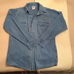 vintage harley davidson jean shirt button up